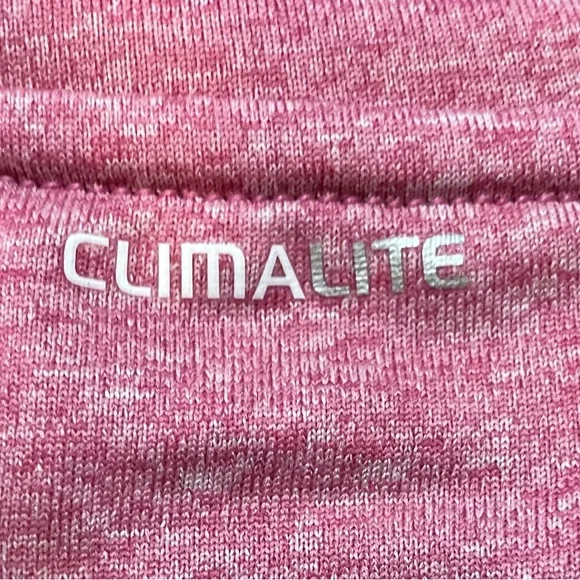 NWOT-Adidas Heathered Pink CLIMALITE Athletic Shirt - Picture 6 of 9